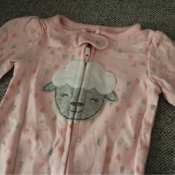 Newborn Baby Girl Pink Sheep Footsie - Picture 2 of 3